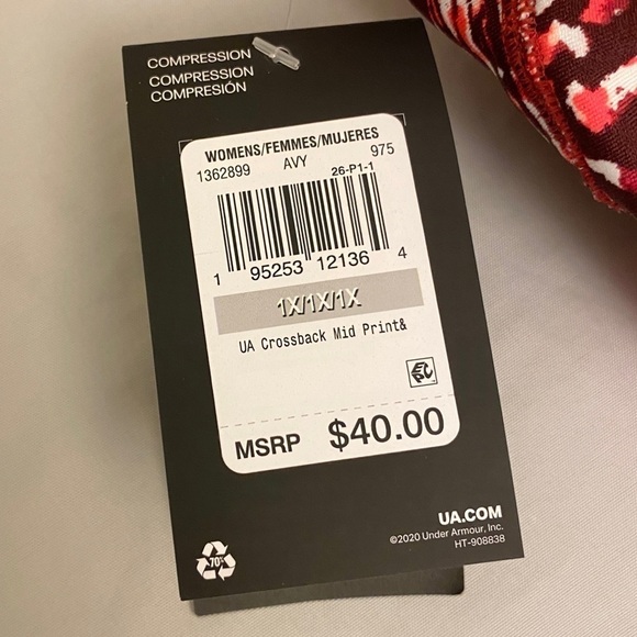 Under Armour NWT Crossback Mid Compression Sports Bra 1X (40DD, 40DDD, 42D) Pink - Picture 8 of 9